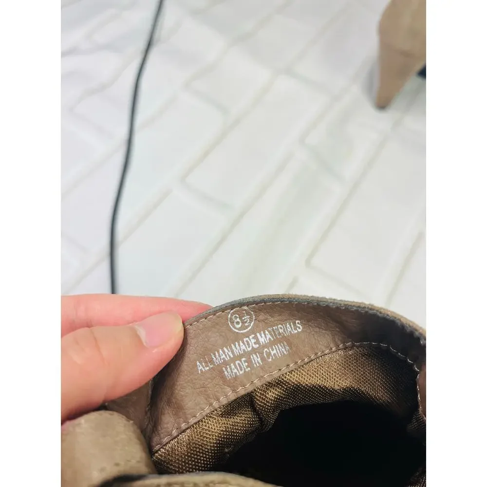 Liliana tan suede pointed toe heeled boots size 8.5